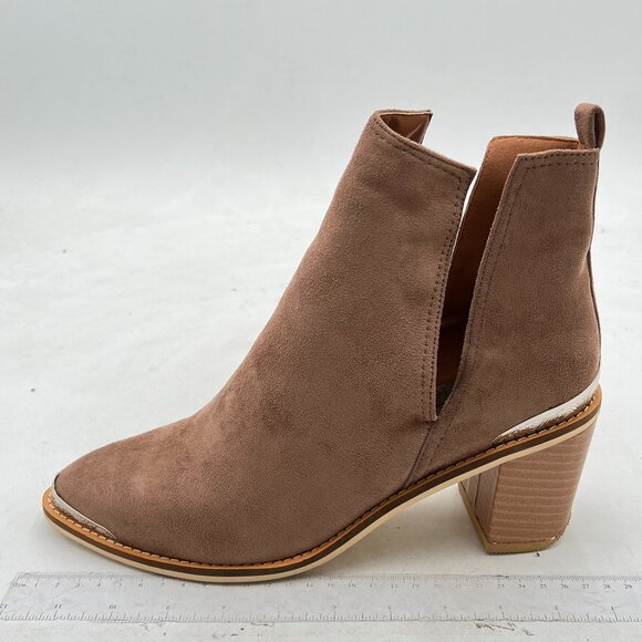 YDN | Shoes | Ydn Brown Low Heeled Ankle Boots Faux Suede  YDN Brown Mid Heeled Ankle Boots Faux Suede Cowboy Booties Cutout with Metal Toe